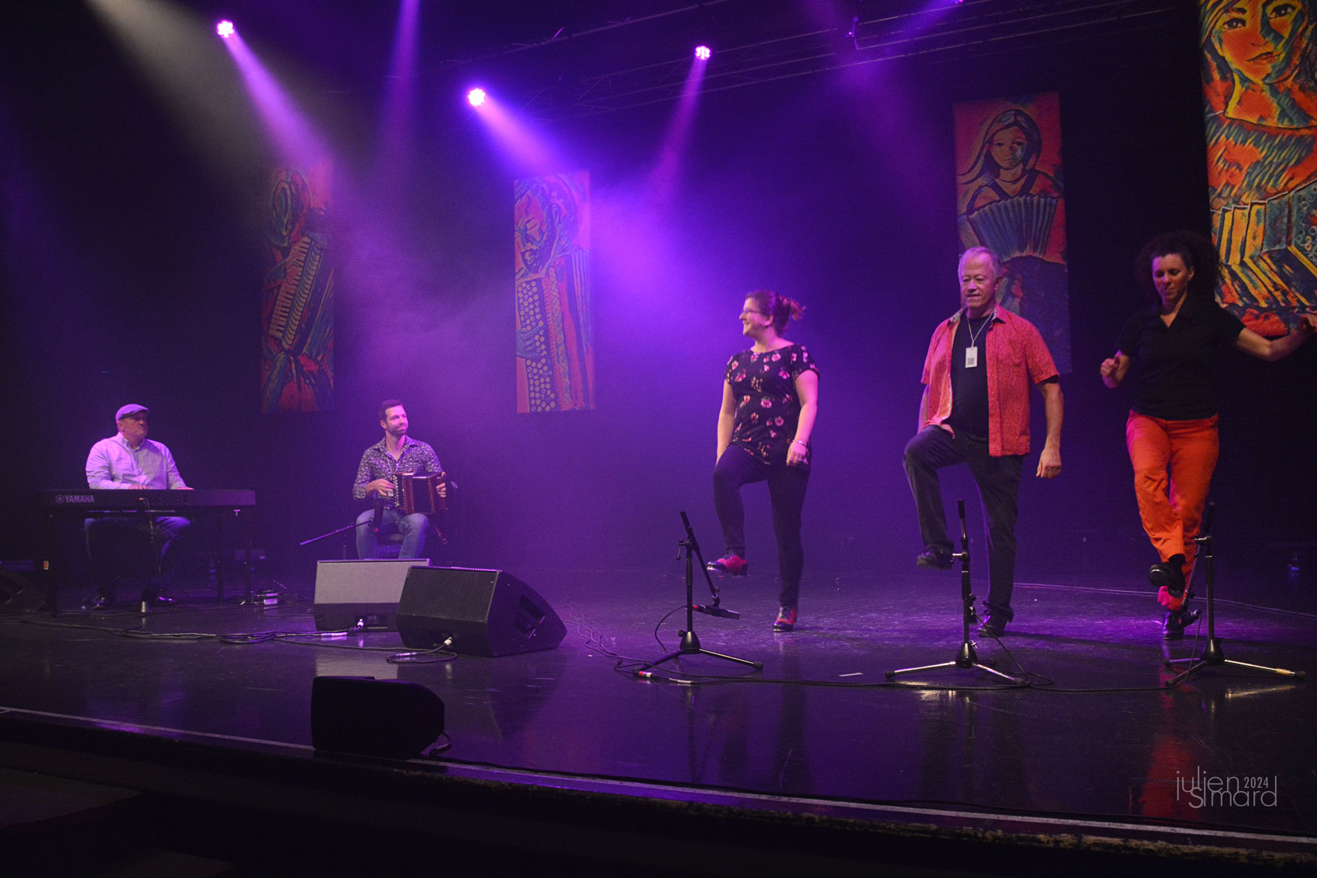 Concert d'ouverture avec Steve Normandin au piano, Timi Turmel à l'accordéon diatonique et les gigueur(euses) Martine Billette, Serge Mathon et Marie-Soleil Pilette